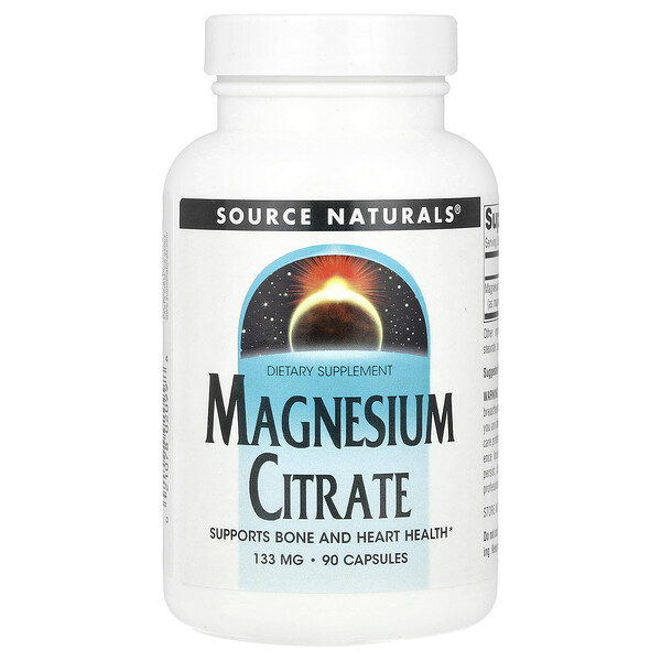 Magnesium Citrate , 133 mg , 90 Capsules (Капсулы) Source Naturals