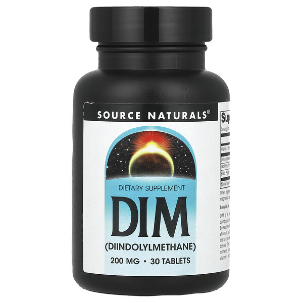 DIM, 200 mg, 30 Tablets (Таблетки) Source Naturals