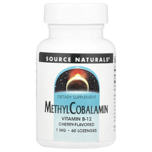 MethylCobalamin, Cherry, 1 mg, 60 Lozenges (Пастилки) Source Naturals