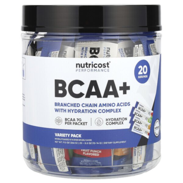 Performance, BCAA +, Variety Pack, 20 Packets (Пакеты ), 0.5 oz (Унции) (13-14 g) Each Nutricost