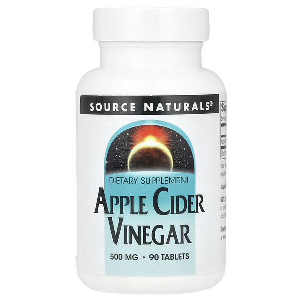 Apple Cider Vinegar, 500 mg, 90 Tablets (Таблетки) Source Naturals