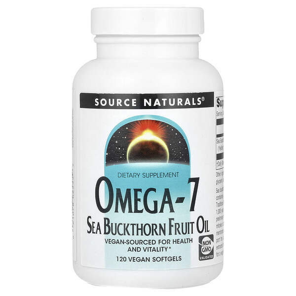 Omega-7, Sea Buckthorn Fruit Oil , 120 Vegan Softgels (Мягкие капсулы) Source Naturals