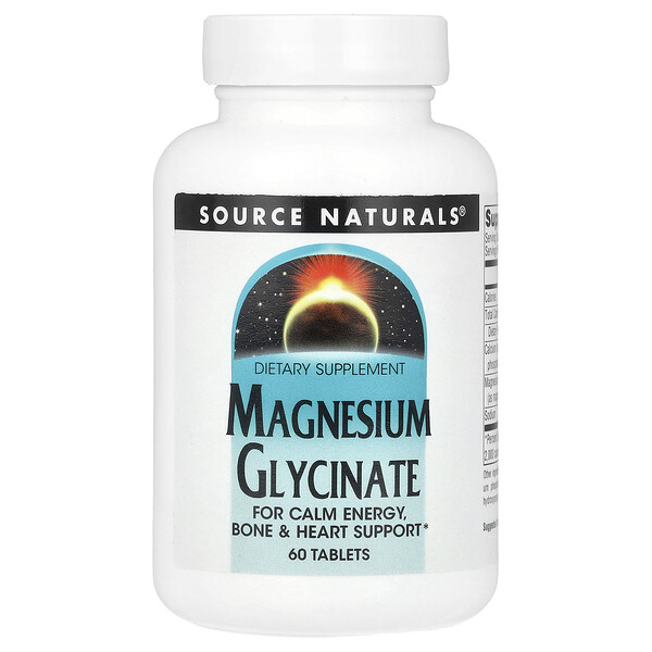 Magnesium Glycinate, 60 Tablets (Таблетки) Source Naturals