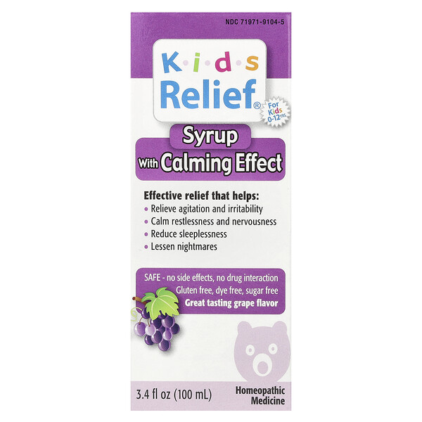 Kids Relief®, Syrup with Calming Effect, 0-12 Years, Grape, 3.4 fl oz (Жидкие унции) (100 ml) Homeolab USA