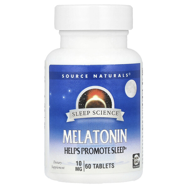 Sleep Science®, Melatonin, 10 mg, 60 Tablets (Таблетки) Source Naturals