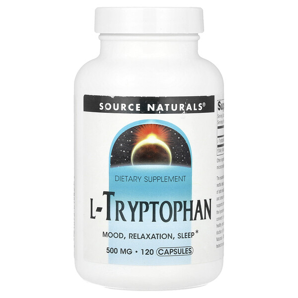 L-Tryptophan, 1,500 mg, 120 Capsules (Капсулы) (500 mg per Capsule) Source Naturals