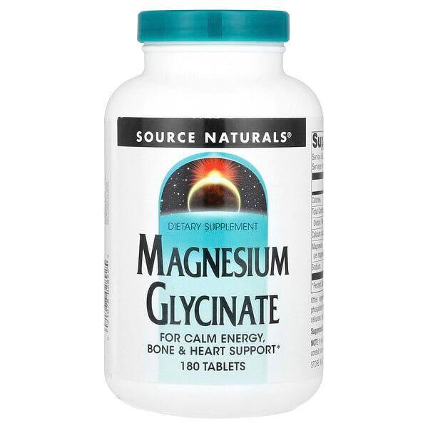 Magnesium Glycinate , 180 Tablets (Таблетки) Source Naturals