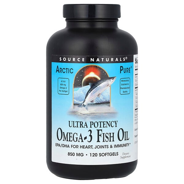 Arctic Pure®, Ultra Potency Omega-3 Fish Oil, 850 mg, 120 Softgels (Мягкие капсулы) Source Naturals