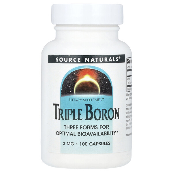 Triple Boron , 3 mg, 100 Capsules (Капсулы) Source Naturals