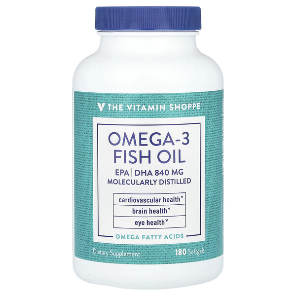 Рыбий жир Омега-3, EPA/DHA 840 мг, 180 мягких капсул The Vitamin Shoppe