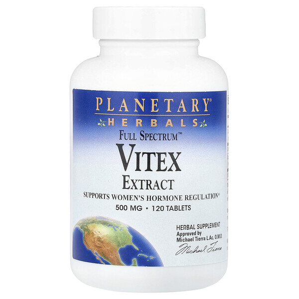 Full Spectrum™ Vitex Extract, 500 mg, 120 Tablets (Таблетки) Planetary Herbals