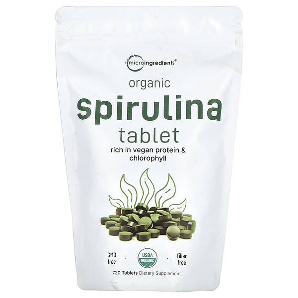 Organic Spirulina Tablet, 720 Tablets (Таблетки) Micro Ingredients