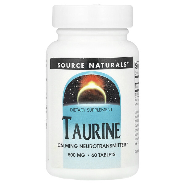 Taurine, 500 mg, 60 Tablets (Таблетки) Source Naturals