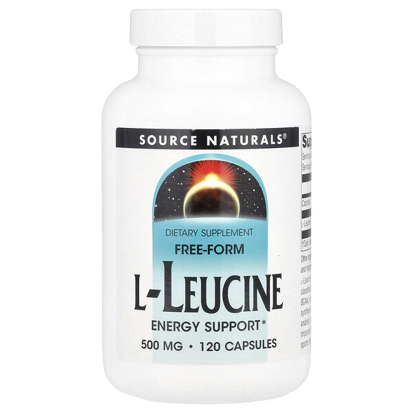 L-Лейцин 1500 мг, 120 капсул, для увеличения энергии Source Naturals