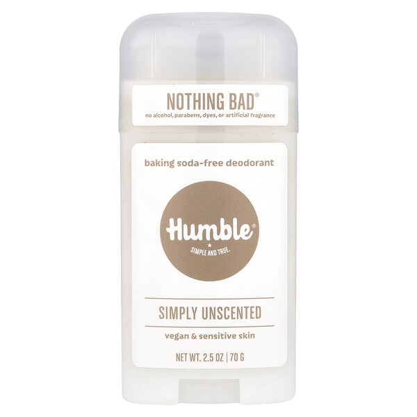 Baking Soda-Free Deodorant, Simply Unscented, 2.5 oz (70 g) Humble Brands