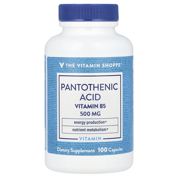 Pantothenic Acid, Vitamin B5, 500 mg, 100 Capsules (Капсулы) The Vitamin Shoppe