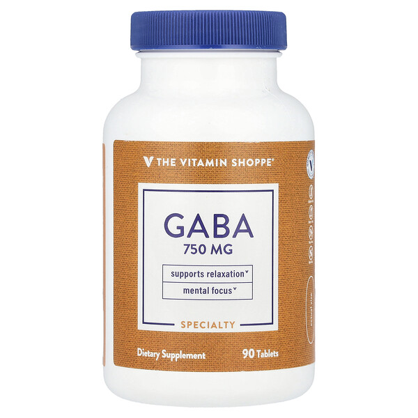 GABA, 750 mg, 90 Tablets (Таблетки) The Vitamin Shoppe