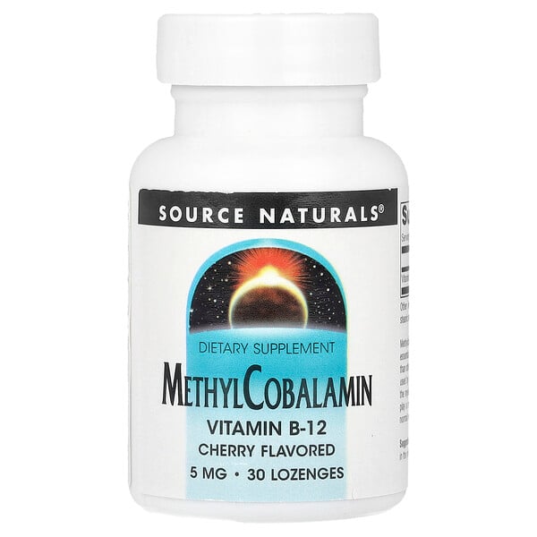 MethylCobalamin, Cherry, 5 mg, 30 Lozenges (Пастилки) Source Naturals