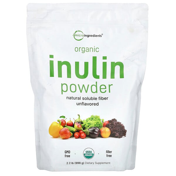 Organic Inulin Powder (Порошок), Unflavored (Без вкуса), 2.2 lb (Фунты) (998 g) Micro Ingredients