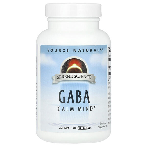 Serene Science®, GABA Calm Mind, 750 mg, 90 Capsules (Капсулы) Source Naturals