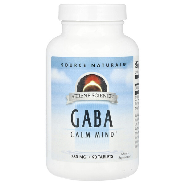 GABA, 750 mg, 90 Tablets (Таблетки) Source Naturals