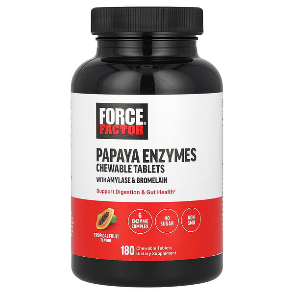 Papaya Enzymes, Tropical Fruit, 180 Chewable Tablets (Жевательные таблетки) Force Factor