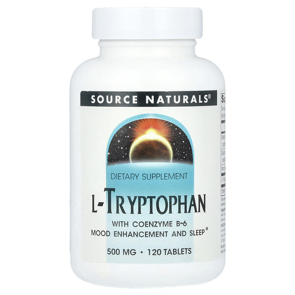 L-Tryptophan With Coenzyme B-6, 120 Tablets (Таблетки) Source Naturals