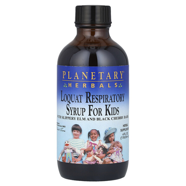 Loquat Respiratory Syrup for Kids, 4 fl oz (Жидкие унции) (118.28 ml) Planetary Herbals