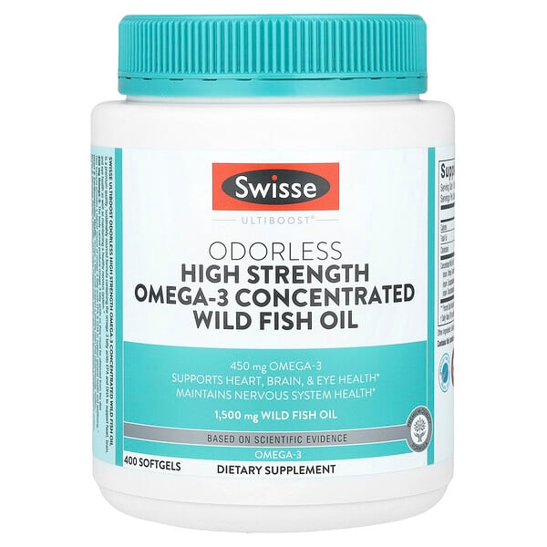 Ultiboost®, Odorless High Strength Omega-3 Concentrated Wild Fish Oil , 1,500 mg , 400 Softgels (Мягкие капсулы) Swisse