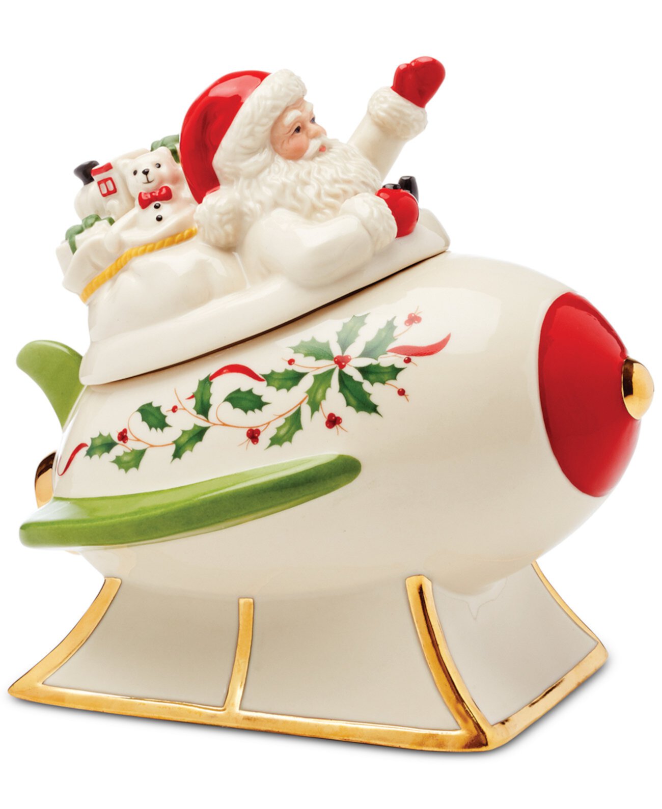 Santa Rocket Covered Candy Dish Lenox