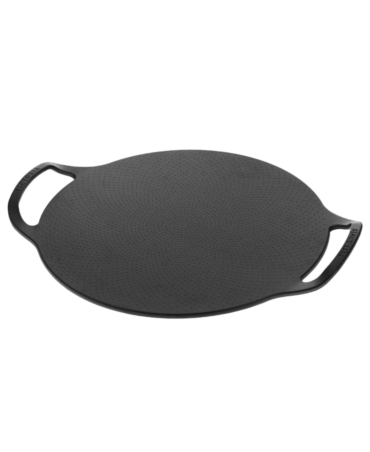 15-Inch Cast Iron Preseasoned Comal Pizza Pan with 2 Side Handles Victoria