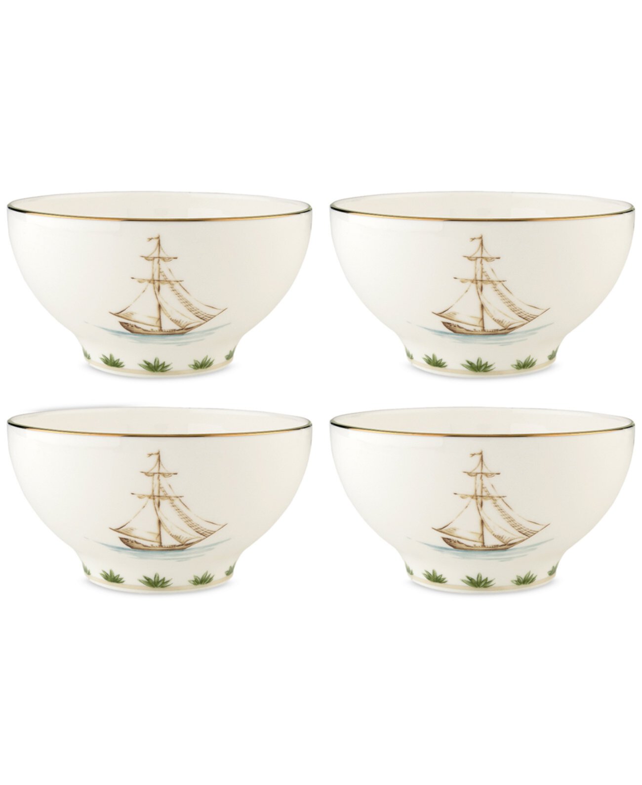 British Colonial Tradewind Rice Bowls, Set of 4 Lenox