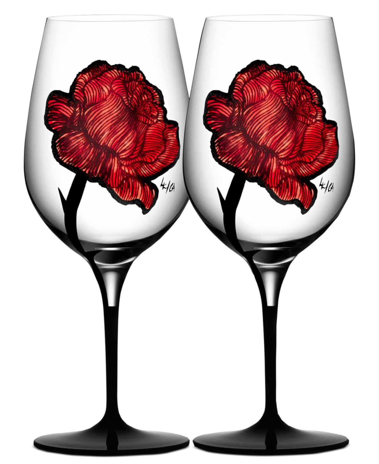 Set of 2 Tattoo Wine Glasses Kosta Boda