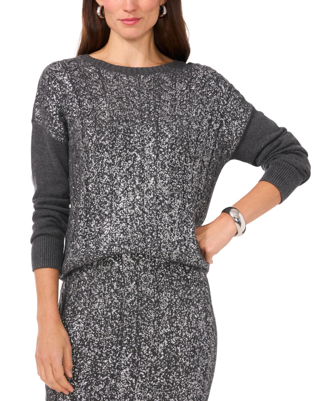 Женский Пуловер Vince Camuto Cable-Knit Shine Vince Camuto