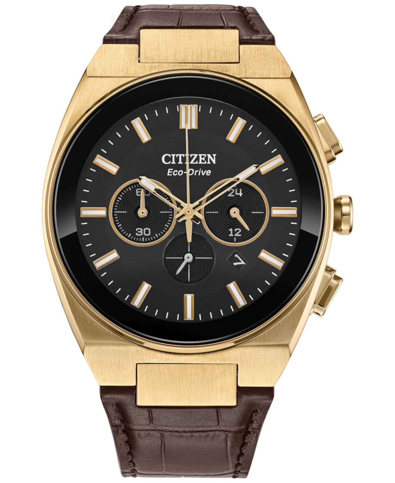 Смарт часы Citizen Eco-Drive мужские хронограф с черным кожаным ремешком, 43mm Citizen