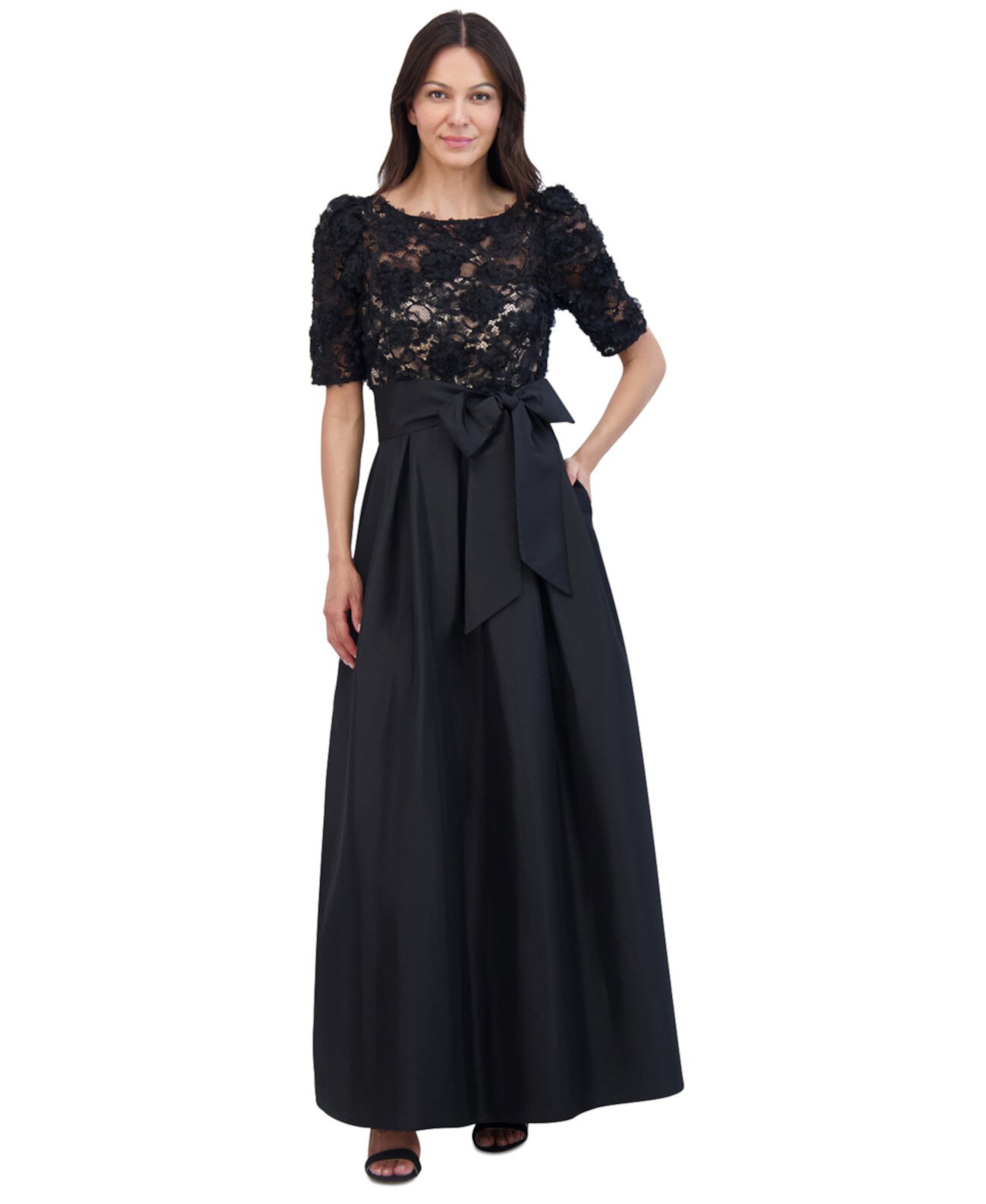 Женское Платье Eliza J Petite Lace-Bodice Jewel-Neck Gown Eliza J