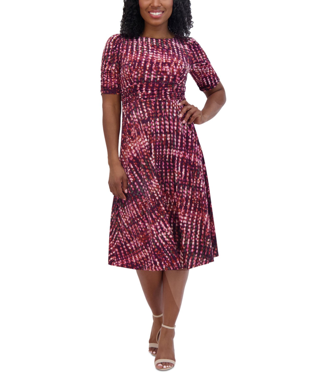 Женское Платье Jessica Howard Petite Printed Ruched Short-Sleeve Dress Jessica Howard