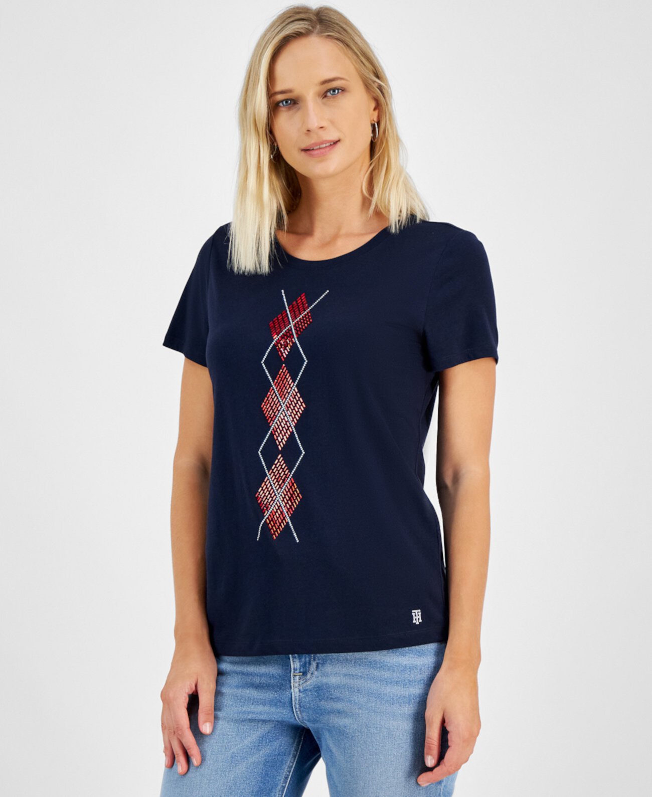 Женская Футболка Tommy Hilfiger Короткий Рукав С Украшениями Tommy Hilfiger