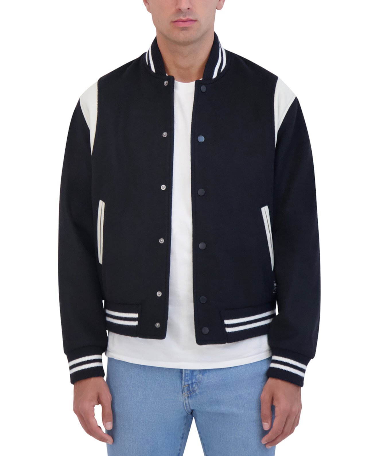 Мужской Бомбер Hudson Varsity с Искусственной Кожей Hudson