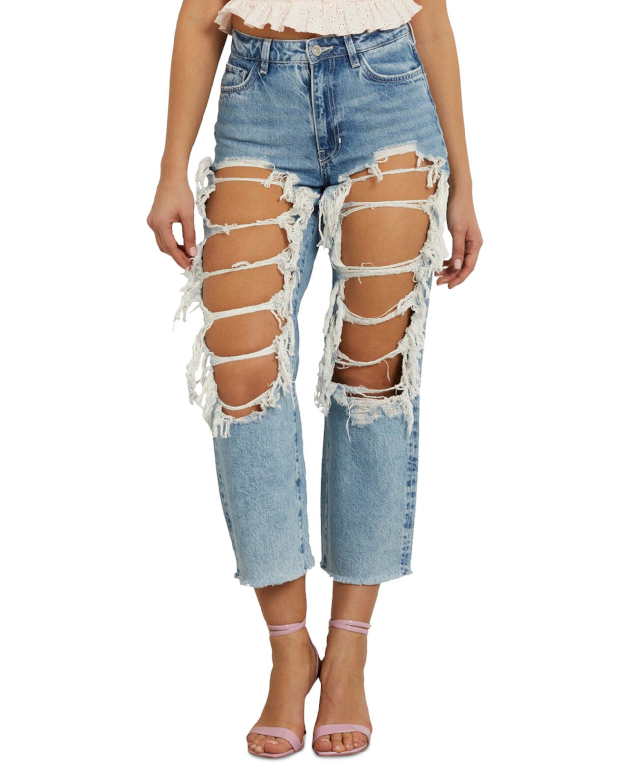 Женские Прямые Джинсы GUESS '90s High Rise Distressed GUESS