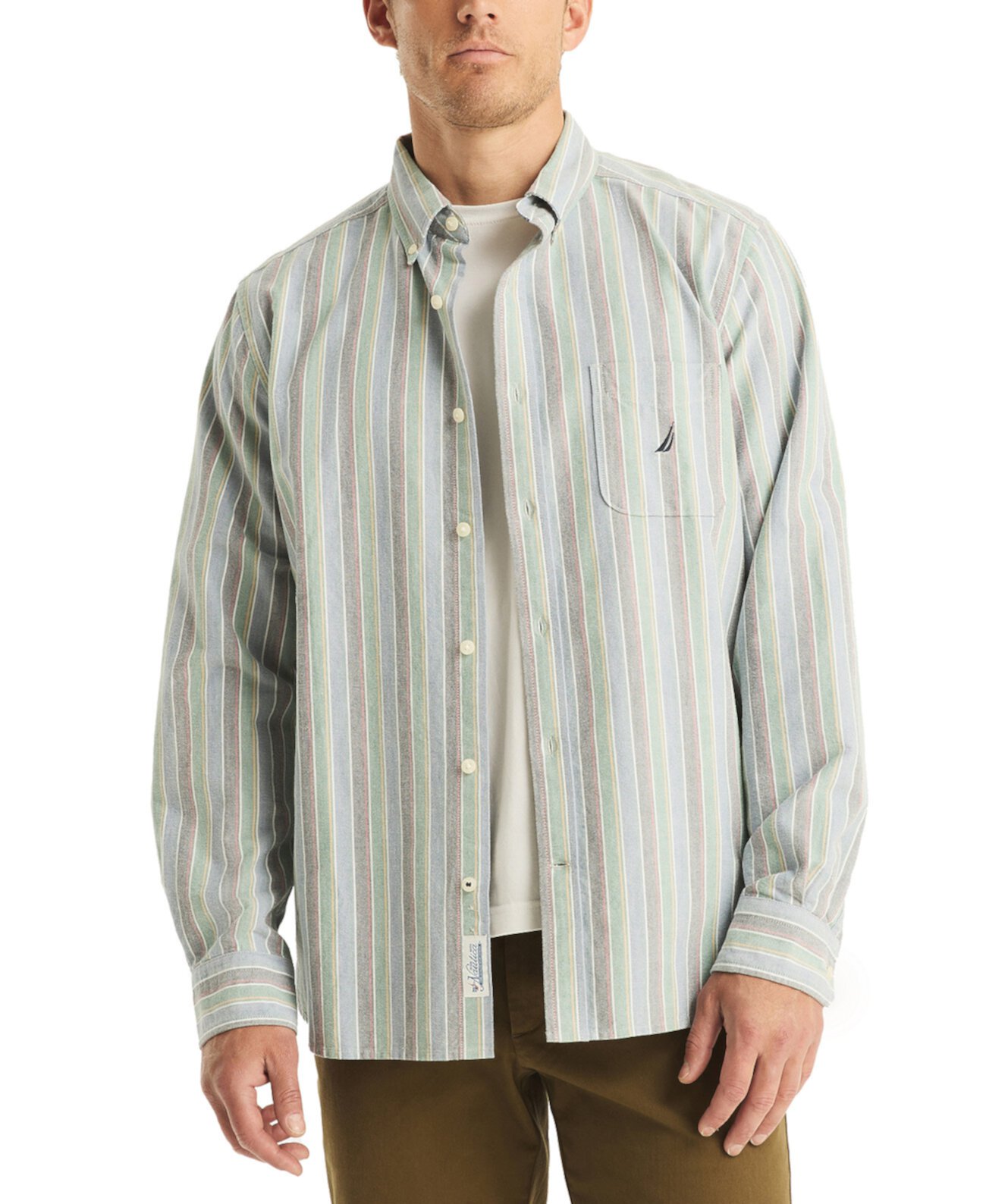 Мужская Повседневная рубашка Nautica Relaxed-Fit Stripe Button-Down Nautica