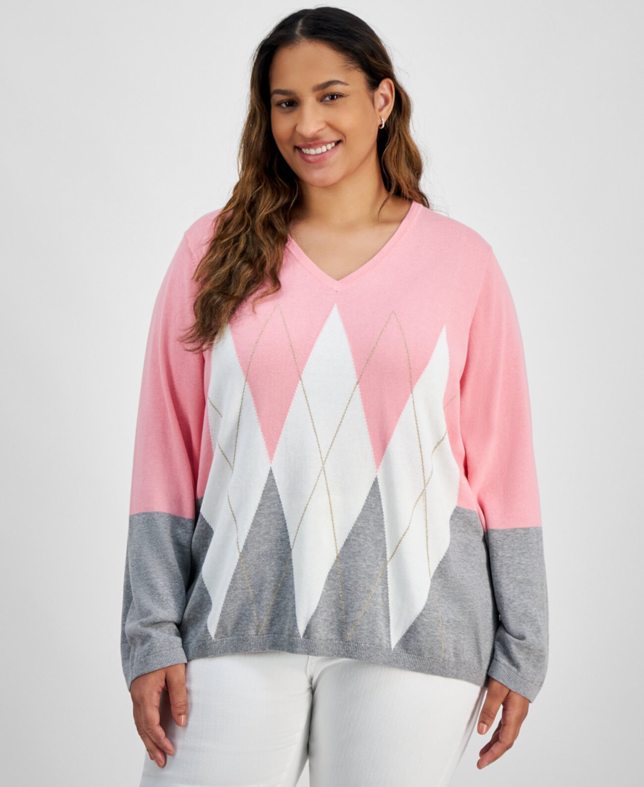 Plus Size Argyle Colorblocked Sweater Tommy Hilfiger