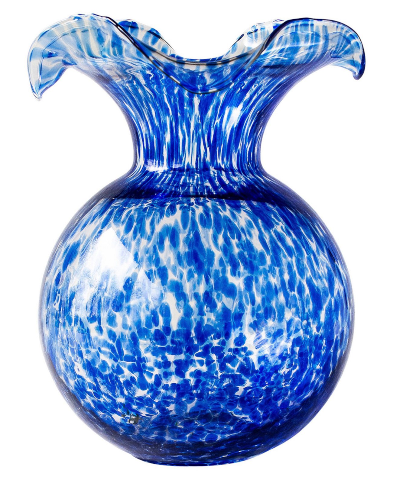 Hibiscus Glass Cobalt Tortoiseshell Large Fluted Vase VIETRI