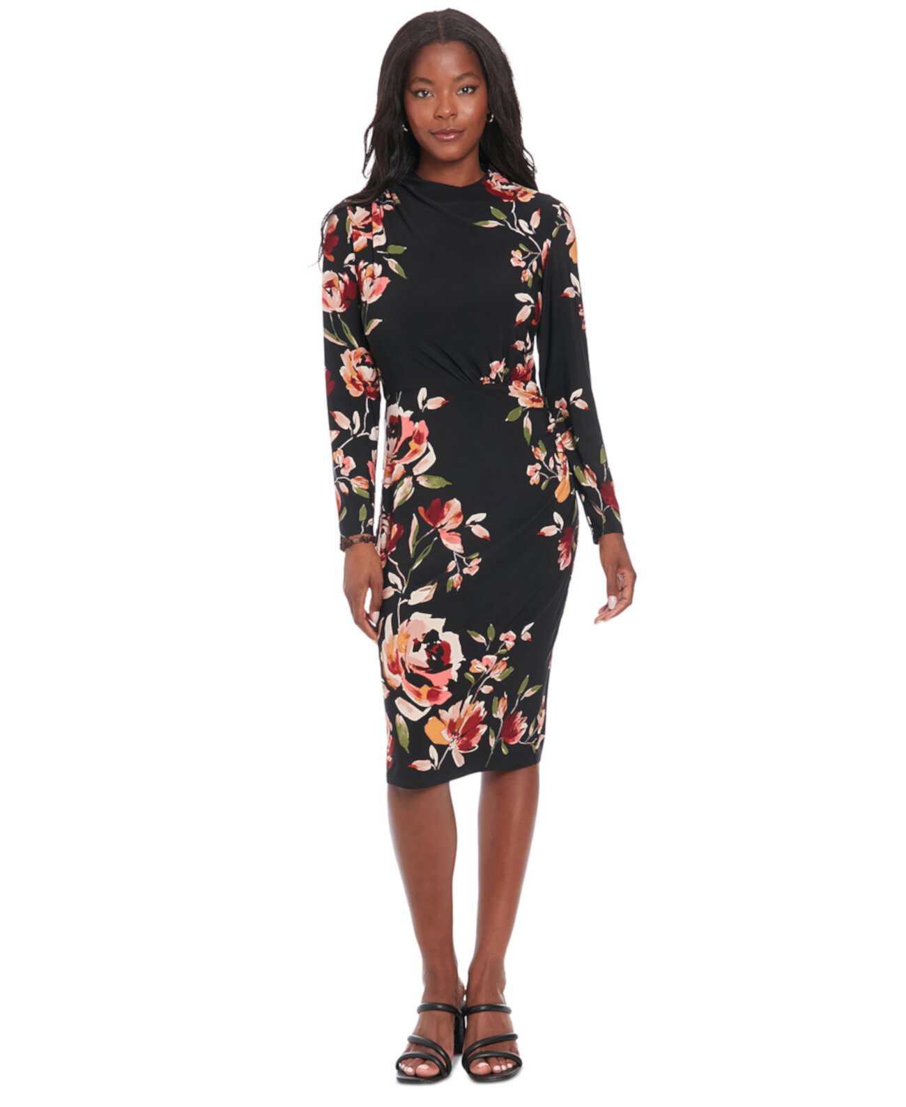 Женское Платье London Times Petite Floral Long-Sleeve Bodycon London Times