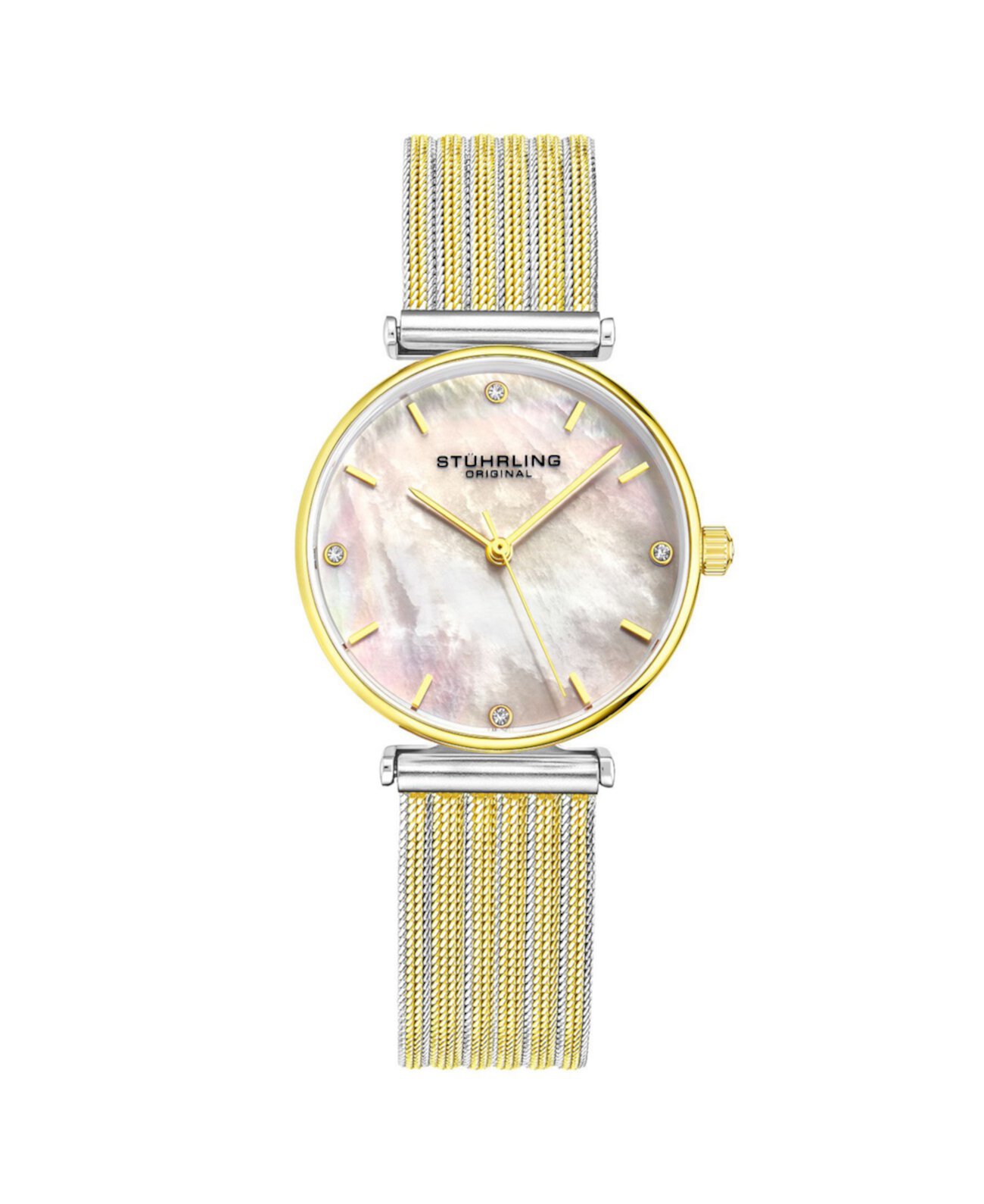 Смарт часы Stuhrling Women's Gold - Silver Tone Mesh Stainless Steel Bracelet Watch 32mm Stuhrling