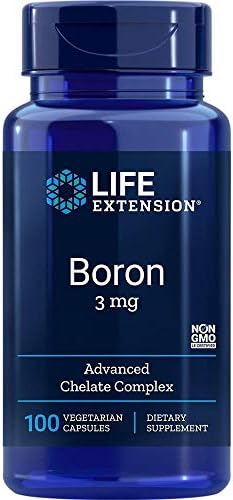 Life Extension Boron 3 mg With Riboflavin (Vitamin B2) – Supports Healthy Bones, Hormone Activity & Immune Function – Gluten-Free, Non-GMO – 100 Vegetarian Capsules (Вегетарианские капсулы) Life Extension