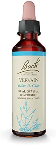 Bach Original Flower Remedies, Vervain for Relaxation and Calm, Natural Homeopathic Flower Essence, Holistic Wellness, Vegan, 20mL Dropper Bach