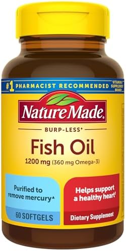 Burpless Fish Oil 1200 mg with Omega-3 360 mg, 200 Softgels (Мягкие капсулы) Tabs (4 Bottles) Nature Made