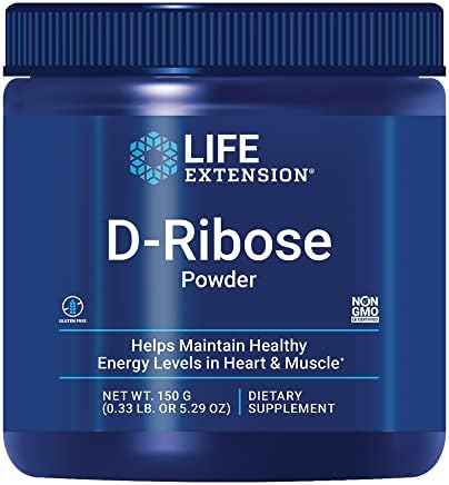 Life Extension D-Ribose Powder (Порошок) - For Energy Management & Heart - Muscle Health Supplement After Exercise - Vegetarian, Gluten-Free, Non-GMO - 150g (30 Servings (Порции)) Life Extension