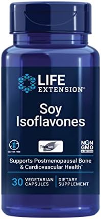 Life Extension Soy Isoflavones – Isoflavone Concentrate Supplement - Supports Bone, Heart And Hormone Health – Gluten Free, Non-GMO – 30 Vegetarian Capsules (Вегетарианские капсулы) Life Extension